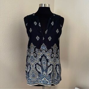 Lucky Brand Sleeveless Floral Black Tank Top Size L